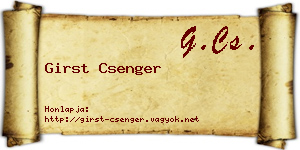 Girst Csenger névjegykártya